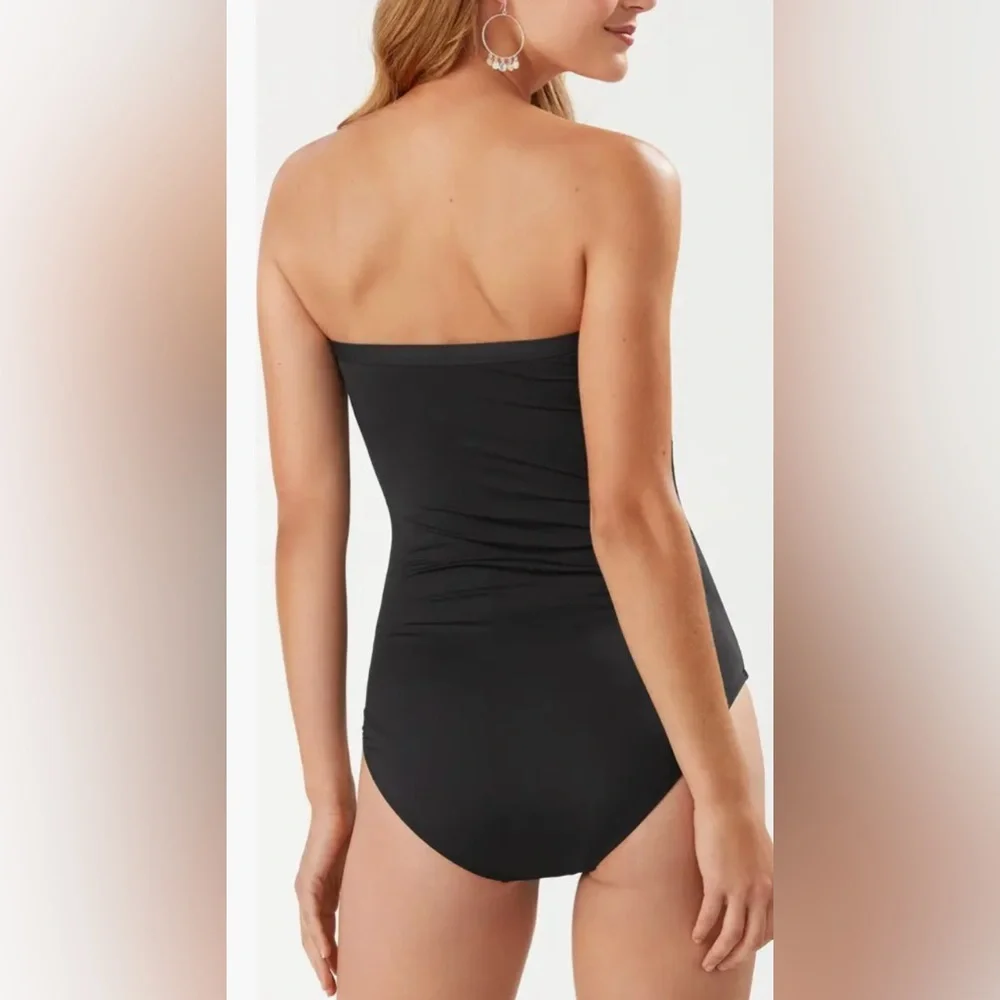 Tommy Bahama, Pearl Shirred Bandeau One-Piece Swimsuit - Picture 2 of 3